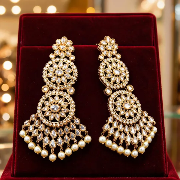 Antique_Flower_Long_Jhumka_White