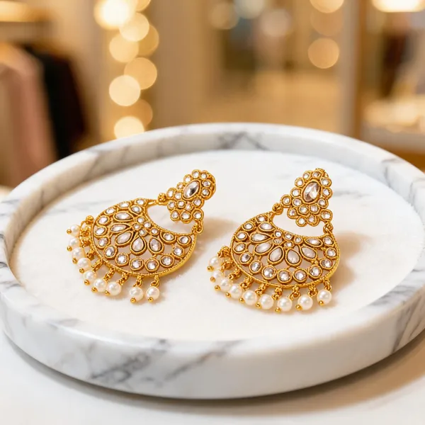 Ethnic_Gold_Plated_Jhumka_White