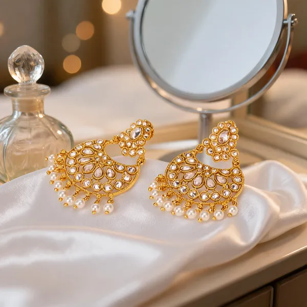 Ethnic_Gold_Plated_Jhumka_White