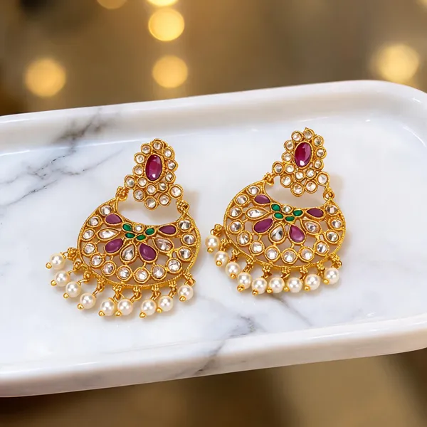 Ethnic_Gold_Plated_Jhumka_Red