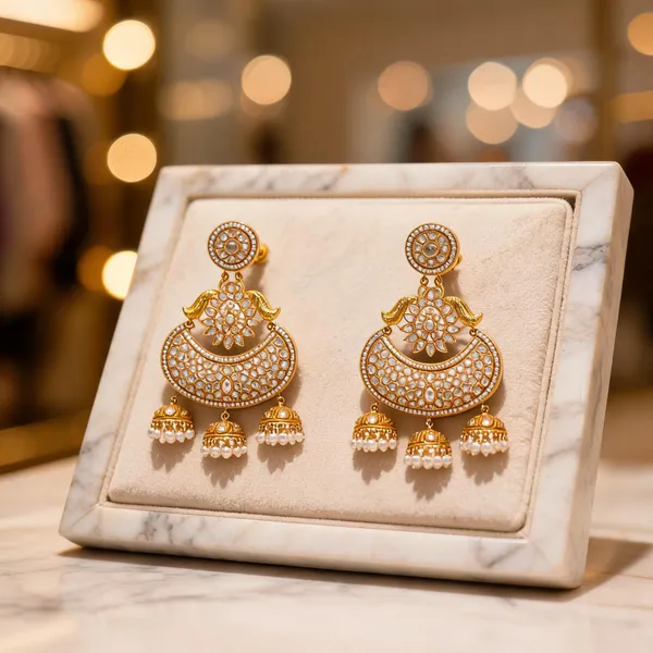 Antique_Gold_Plated_With_White_Stones_Jhumka_White