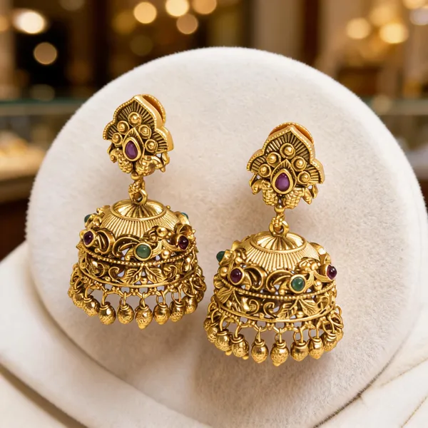 Classic_Gold_Plated_Jhumka_Green