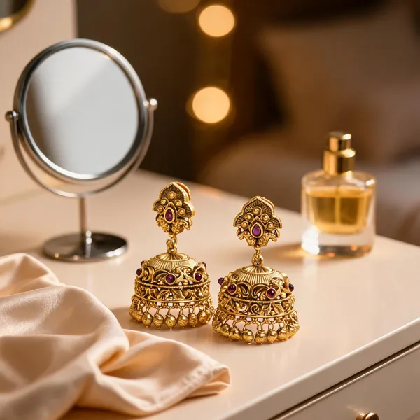 Classic_Gold_Plated_Jhumka_Red