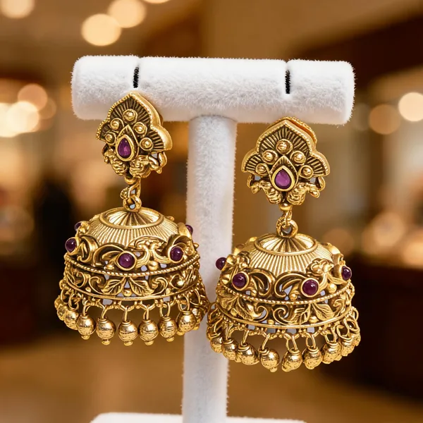 Classic_Gold_Plated_Jhumka_Red