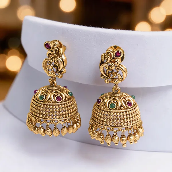 Timeless_Temple_Elegance_Jhumka_Green