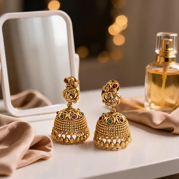 Timeless_Temple_Elegance_Jhumka_Green
