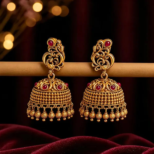 Timeless_Temple_Elegance_Jhumka_Red