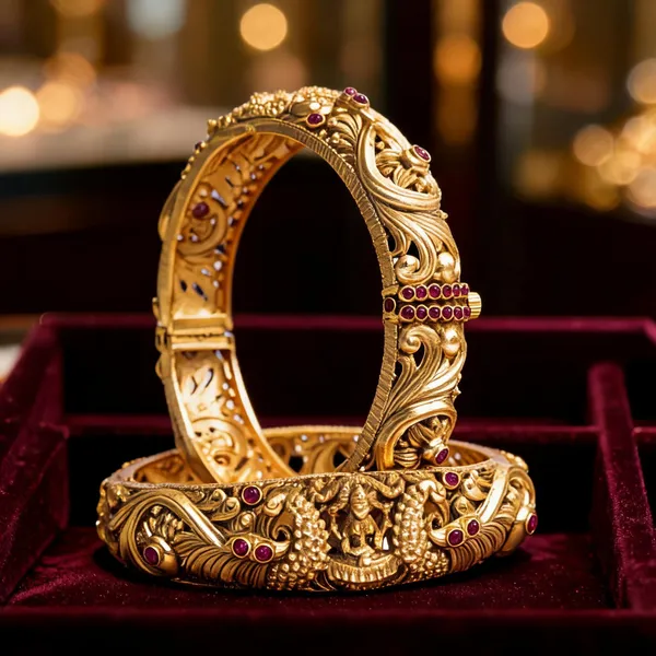 Divine_Lakshmi_Antique_Gold_Plated_Temple_Bangle_Red