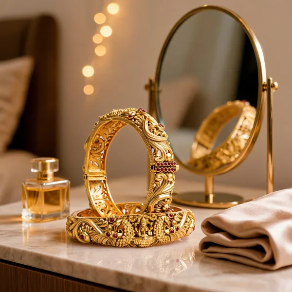 Divine_Lakshmi_Antique_Gold_Plated_Temple_Bangle_Red