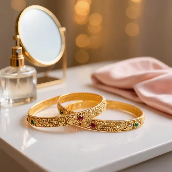 Peacock_Gold_Plated_Temple_Bangle_Green_Pack_Of_2