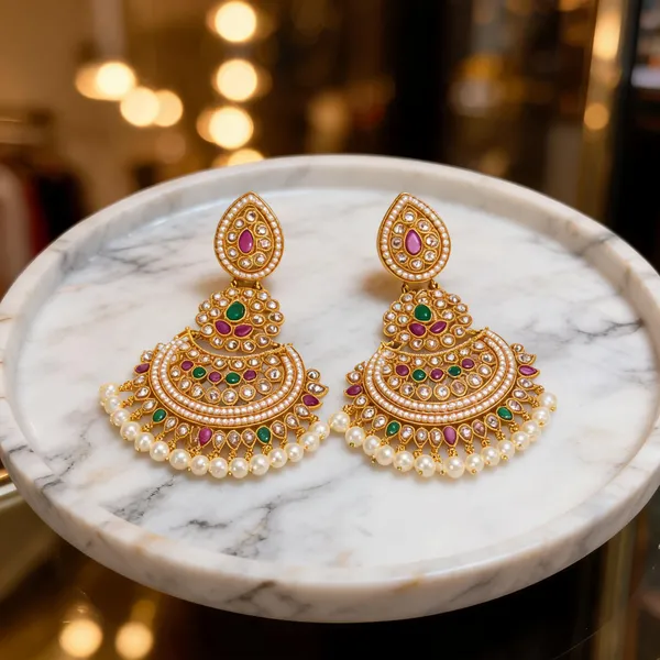 Antique_Flower_Gold_Plated_Jhumka_Multicolor