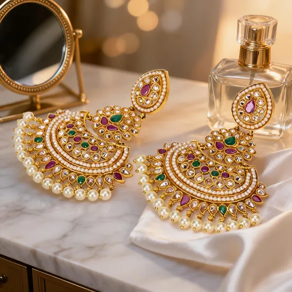 Antique_Flower_Gold_Plated_Jhumka_Multicolor