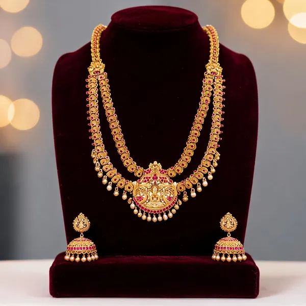 Antique_Two_Layered_Necklace_Set_Red