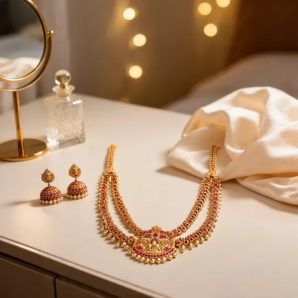 Antique_Two_Layered_Necklace_Set_Red