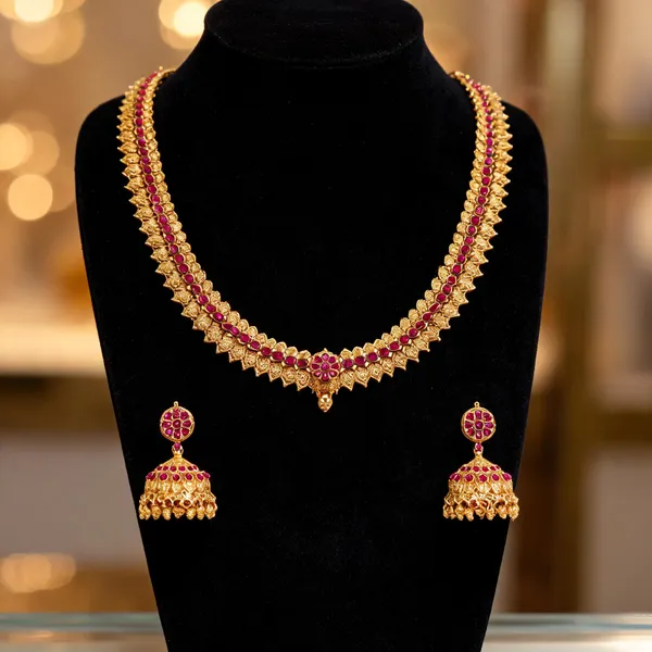 Antique_Long_Necklace_Set_Red