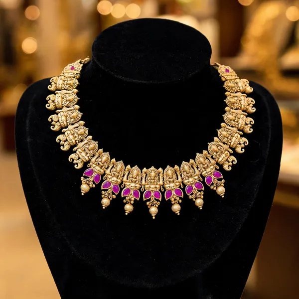 Antique_Elegant_Temple_Necklace_Set_Red
