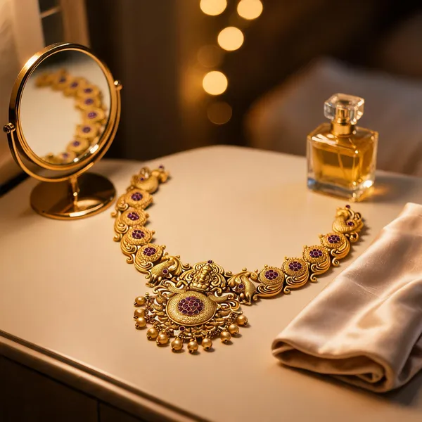 Lakshmi_S_Embrace_Necklace_Set_Red