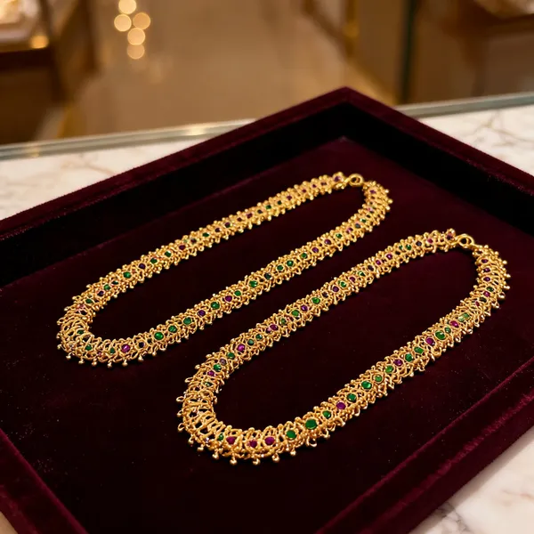 Beautiful_Gold_Plated_Payal_Comfortable_Stylish_Anklet_For_Daily_Wear_Green