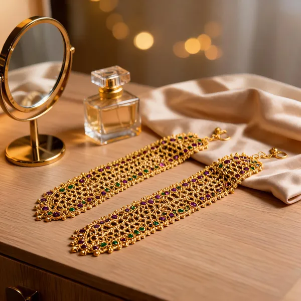Beautiful_Gold_Plated_Payal_Comfortable_Stylish_Anklet_For_Daily_Wear_Green