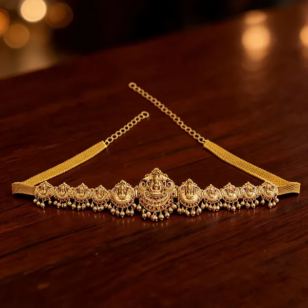 Handcrafted_South_Indian_Style_Kamarband_With_Goddess_Lakshmi_Red