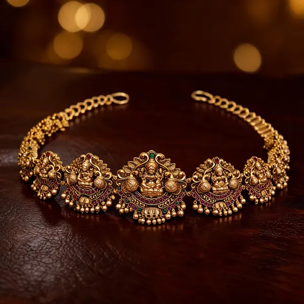 Gold_Plated_Antique_Temple_Style_Waist_Belt_Red