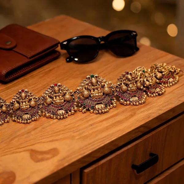 Gold_Plated_Antique_Temple_Style_Waist_Belt_Red