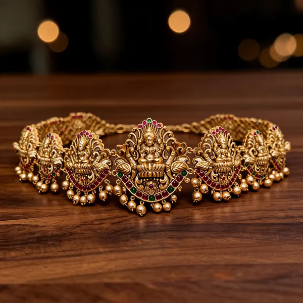 Intricately_Designed_Waist_Belt_In_Antique_Gold_Finish_Green