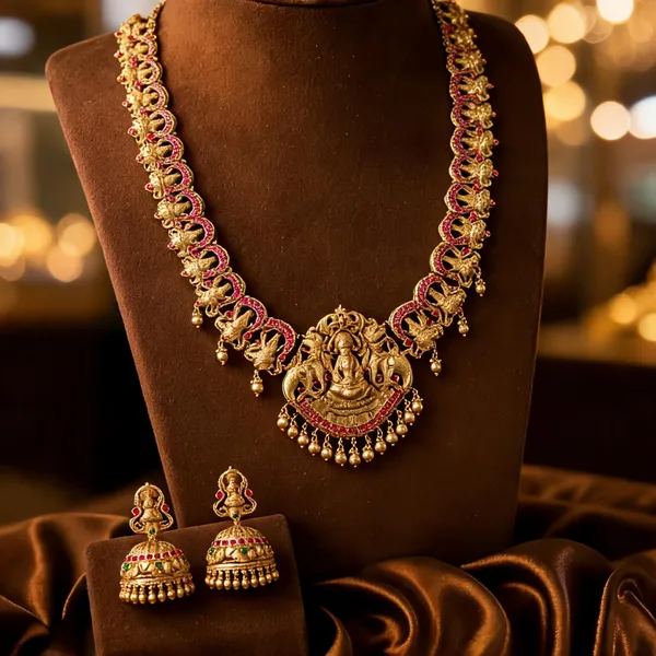Divine_Temple_Inspired_Goddess_Long_Necklace_Set_Red