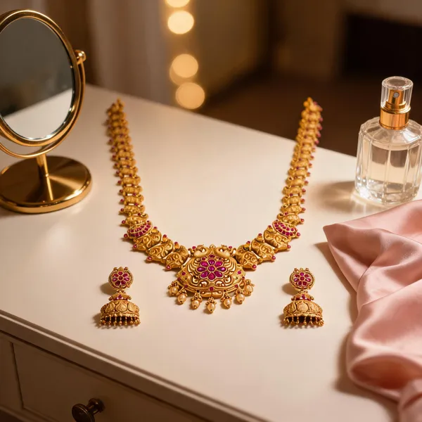 Majestic_Temple_Inspired_Long_Necklace_Set_Red