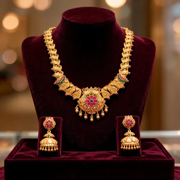 Majestic_Temple_Inspired_Long_Necklace_Set_Green