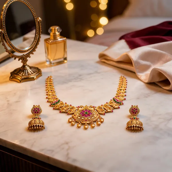Majestic_Temple_Inspired_Long_Necklace_Set_Green