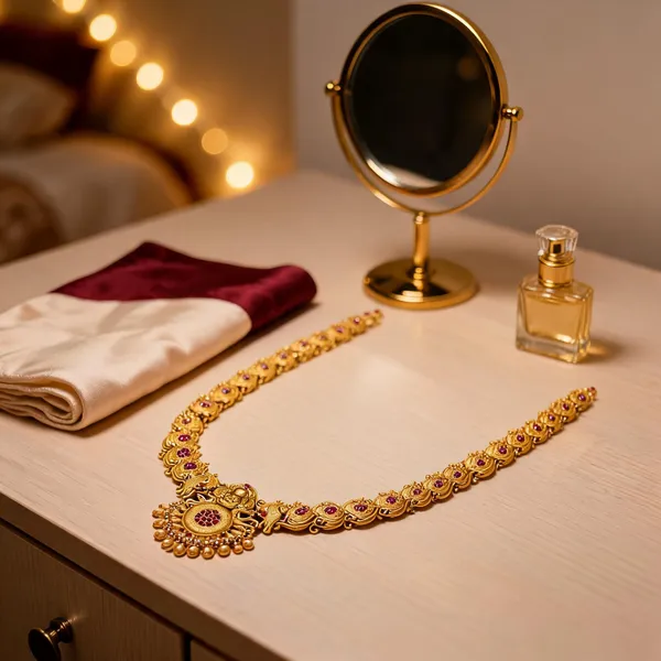 Antique_Lakshmi_Mata_Long_Temple_Necklace_Set_Red