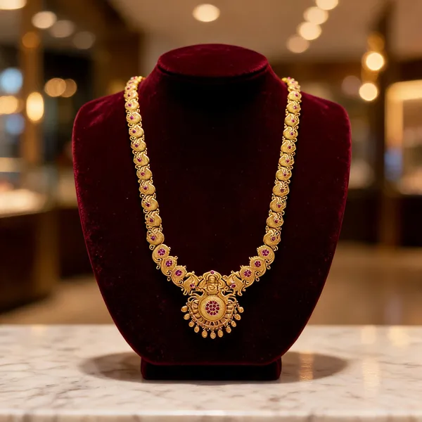 Antique_Lakshmi_Mata_Long_Temple_Necklace_Set_Red