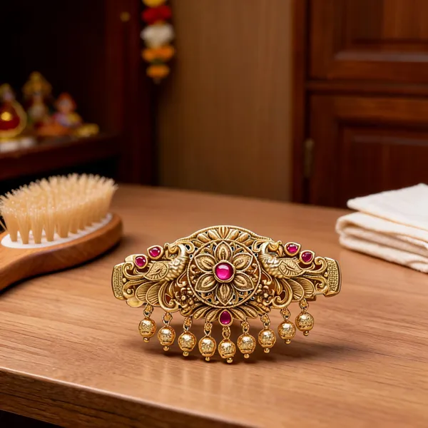 Peacock_Flower_Design_Hair_Clip_Red