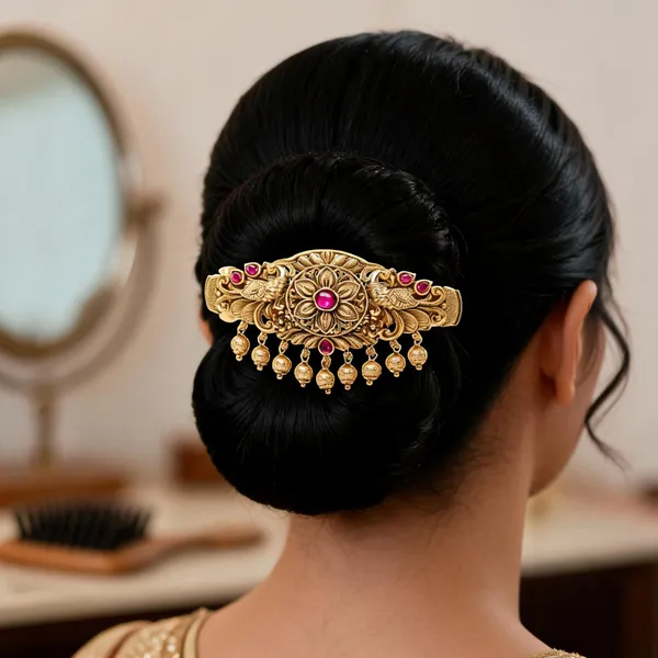 Peacock_Flower_Design_Hair_Clip_Red