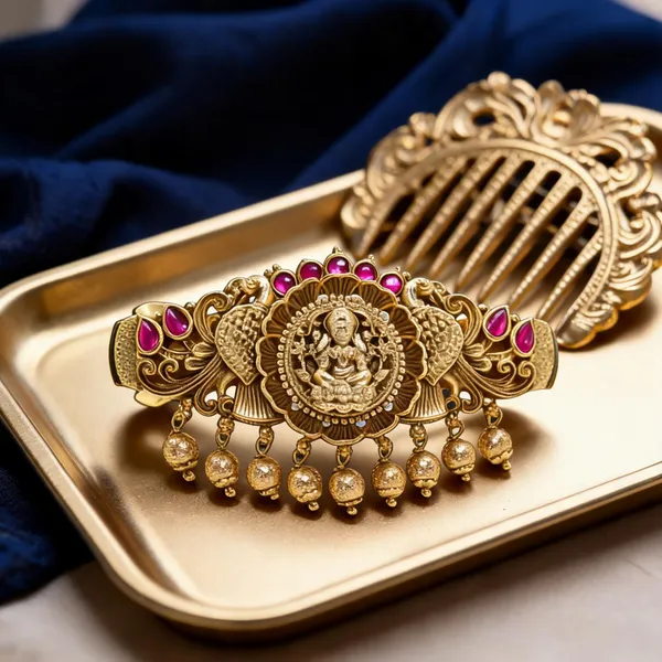 Deity_Inspired_Hair_Clip_With_Antique_Finish_Red