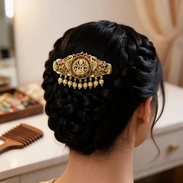 Deity_Inspired_Hair_Clip_With_Antique_Finish_Green