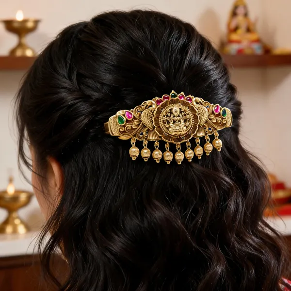 Deity_Inspired_Hair_Clip_With_Antique_Finish_Green