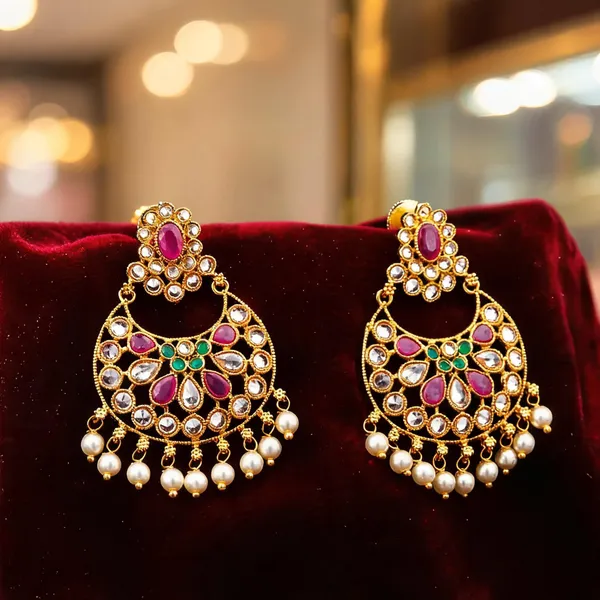 Ethnic_Gold_Plated_Jhumka_Multicolor