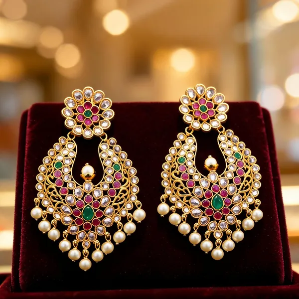Antique_Flower_Gold_Plated_Jhumka_Multicolor