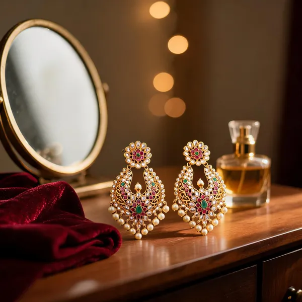 Antique_Flower_Gold_Plated_Jhumka_Multicolor