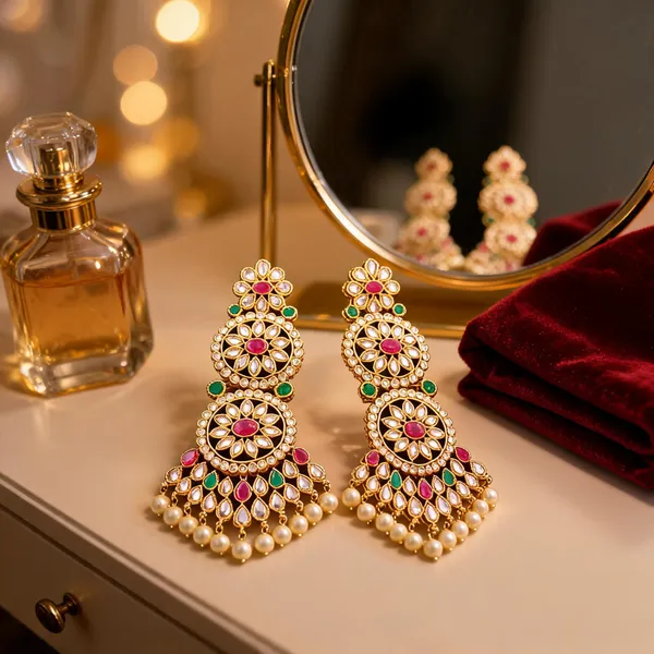 Antique_Flower_Long_Jhumka_Multicolor