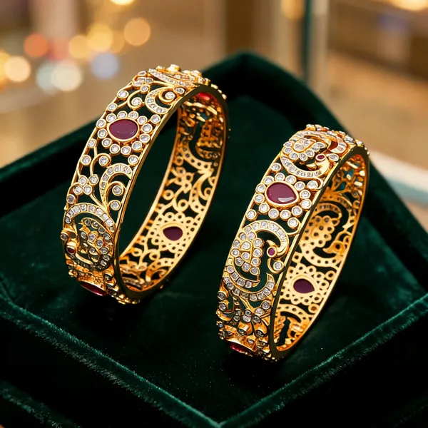 Gold_Plated_American_Diamond_Bangle_Red