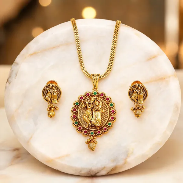 Divine_Radha_Krishna_Pendant_Set_Green