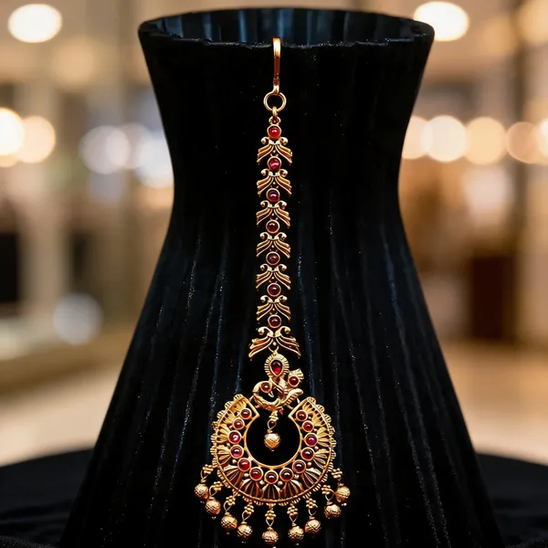 Antique_Gold_Plated_Maang_Tikka_Red