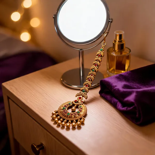 Antique_Gold_Plated_Maang_Tikka_Green