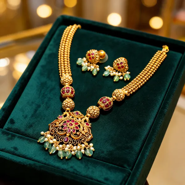 Peacock_Flower_Design_Temple_Haaram_Design_Red