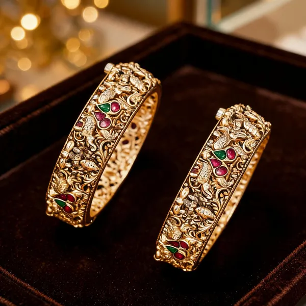 Handcrafted_Gold_Plated_Paired_Bangles_Green