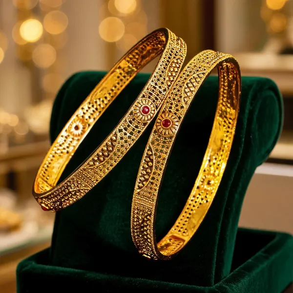 Carved_Antique_Temple_Bangle_Red_Pack_Of_2