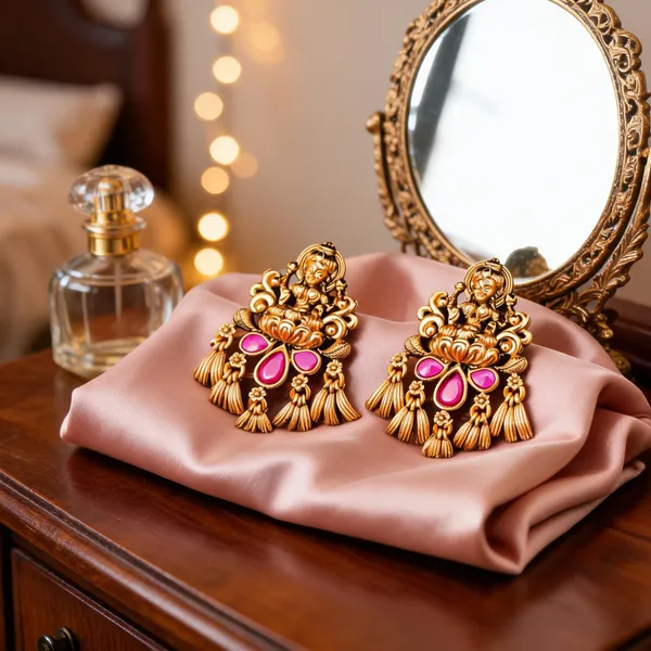Divine_Lakshmi_Antique_Gold_Plated_Bali_Red